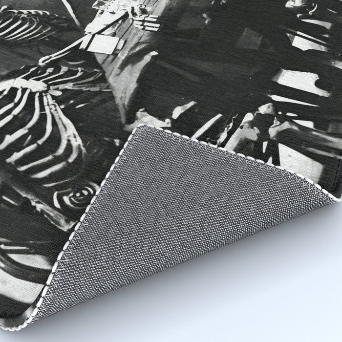 Six Skeletons Smoking vintage black and white photograph / photography poster Rug Gallery Image 4