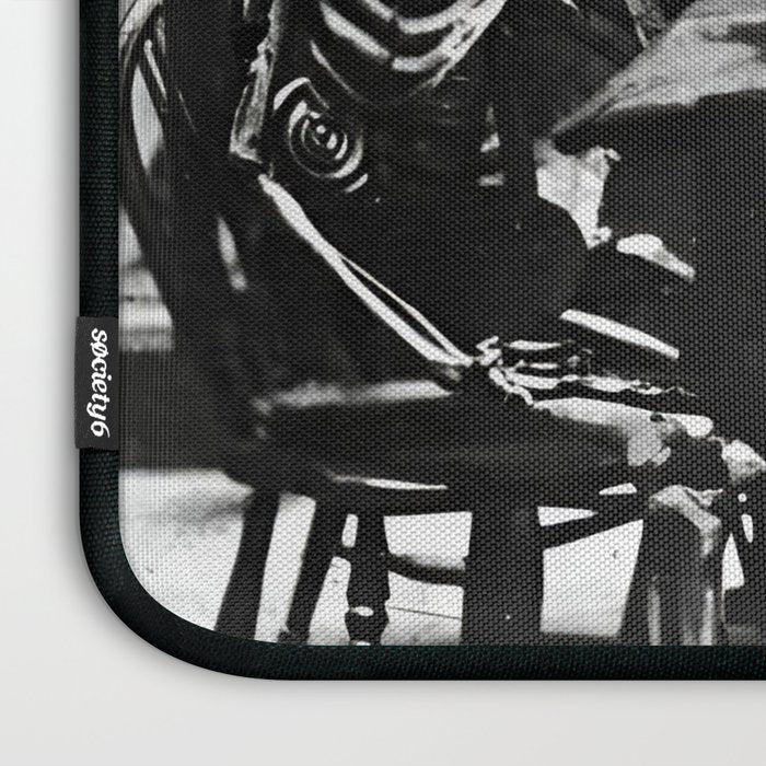 Six Skeletons Smoking vintage black and white photograph / photography poster Laptop Sleeve Gallery Image 3