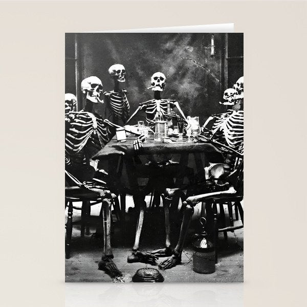 Six Skeletons Smoking vintage black and white photograph / photography poster Stationery Card Gallery Image 2