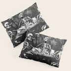 Six Skeletons Smoking vintage black and white photograph / photography poster Pillow Sham Gallery Image 3