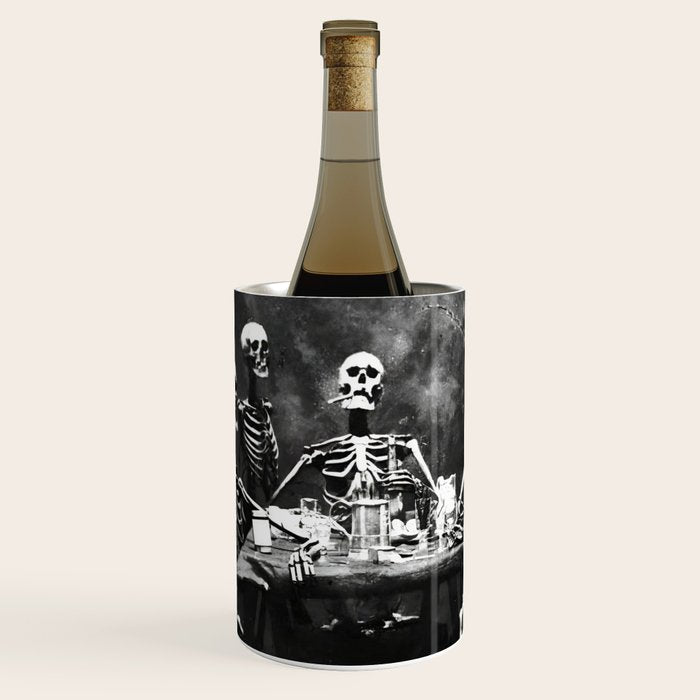 Six Skeletons Smoking vintage black and white photograph / photography poster Wine Chiller Gallery Image 1