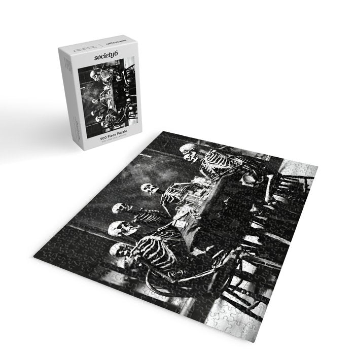 Six Skeletons Smoking vintage black and white photograph / photography poster Jigsaw Puzzle Gallery Image 2