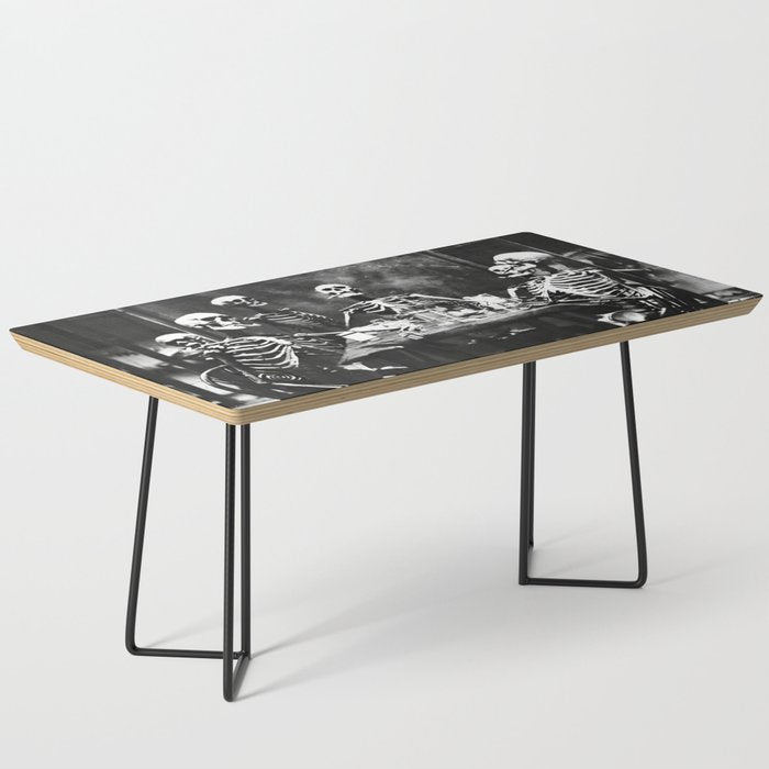 Six Skeletons Smoking vintage black and white photograph / photography poster Coffee Table Gallery Image 1