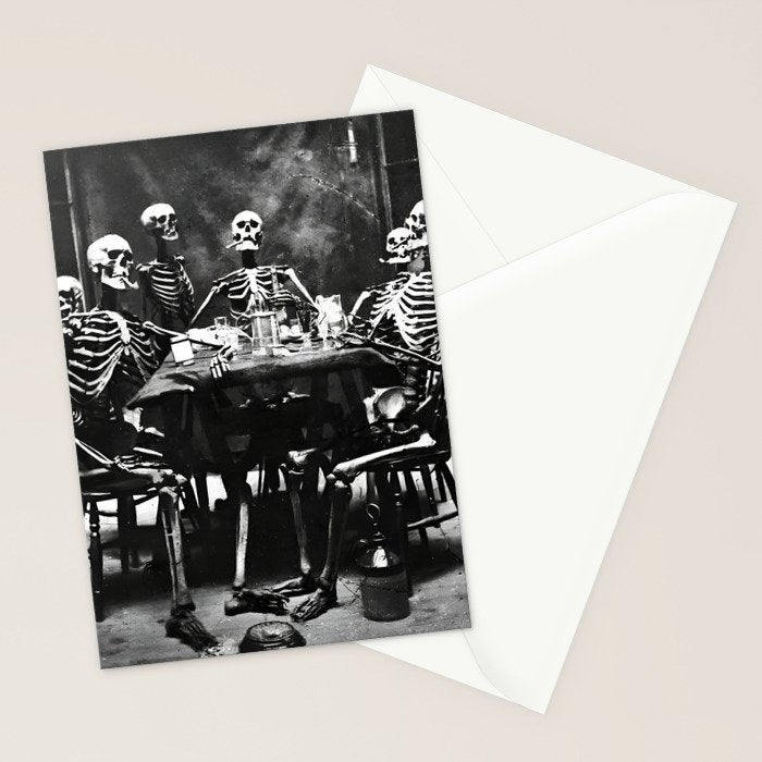 Six Skeletons Smoking vintage black and white photograph / photography poster Stationery Card Gallery Image 2