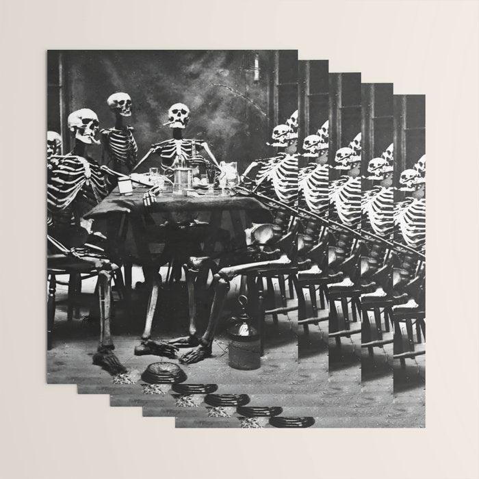 Six Skeletons Smoking vintage black and white photograph / photography poster Wrapping Paper Gallery Image 3