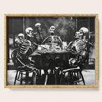 Six Skeletons Smoking vintage black and white photograph / photography poster Serving Tray Gallery Image 1