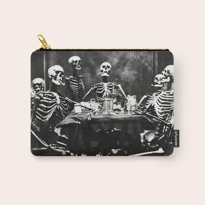 Six Skeletons Smoking vintage black and white photograph / photography poster Carry All Pouch Gallery Image 1