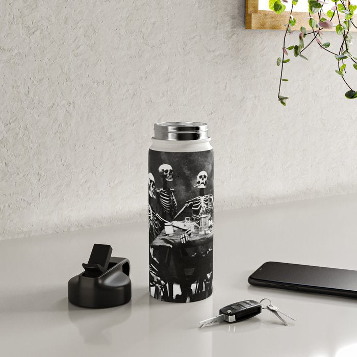 Six Skeletons Smoking vintage black and white photograph / photography poster Water Bottle Gallery Image 4