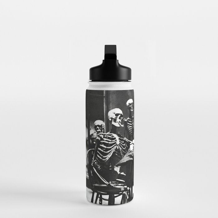 Six Skeletons Smoking vintage black and white photograph / photography poster Water Bottle Gallery Image 3