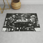 Six Skeletons Smoking vintage black and white photograph / photography poster Rug Gallery Image 1
