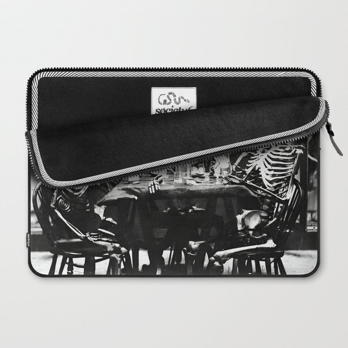 Six Skeletons Smoking vintage black and white photograph / photography poster Laptop Sleeve Gallery Image 2
