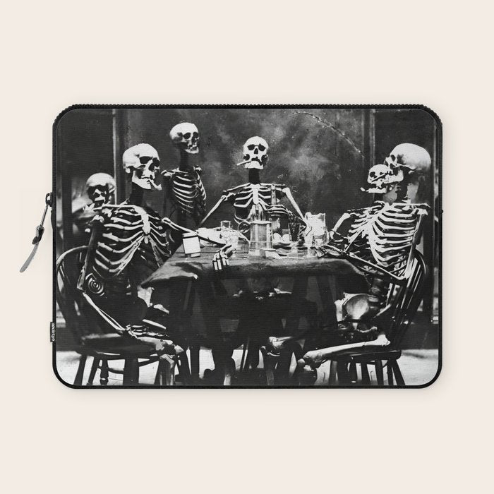 Six Skeletons Smoking vintage black and white photograph / photography poster Laptop Sleeve Gallery Image 1