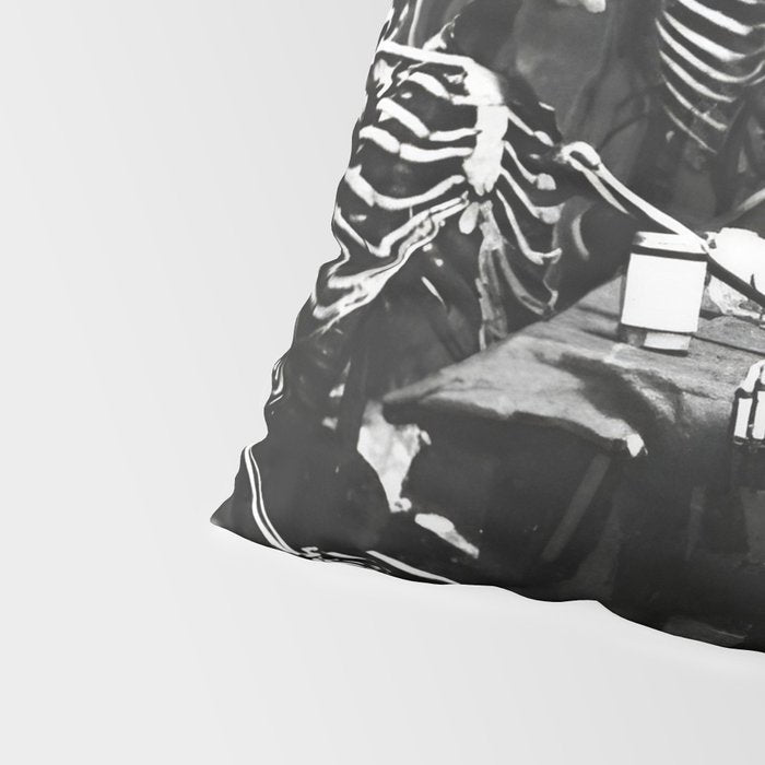 Six Skeletons Smoking vintage black and white photograph / photography poster Pillow Sham Gallery Image 4