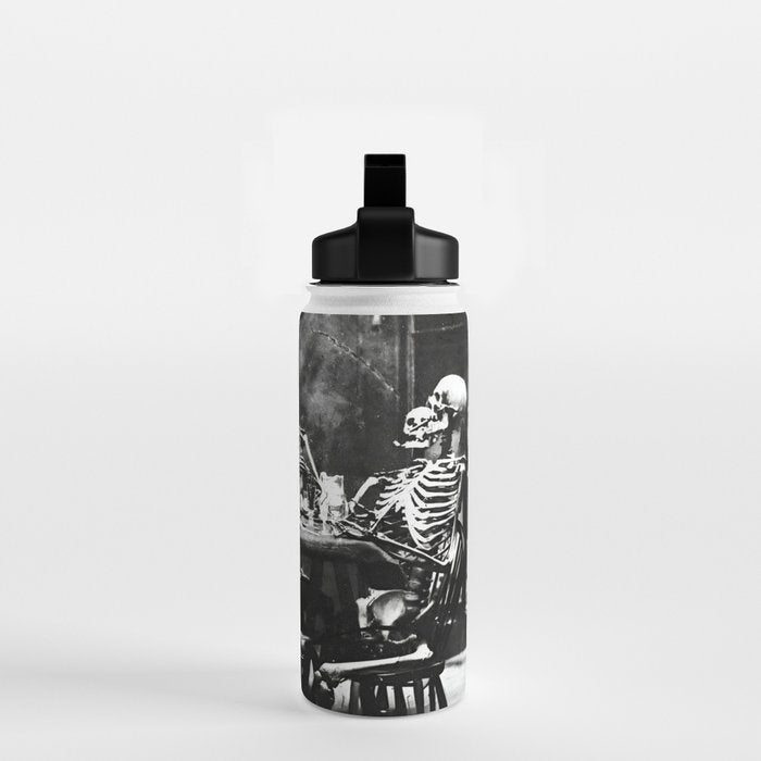 Six Skeletons Smoking vintage black and white photograph / photography poster Water Bottle Gallery Image 2