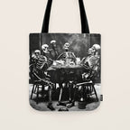 Six Skeletons Smoking vintage black and white photograph / photography poster Tote Bag Gallery Image 1