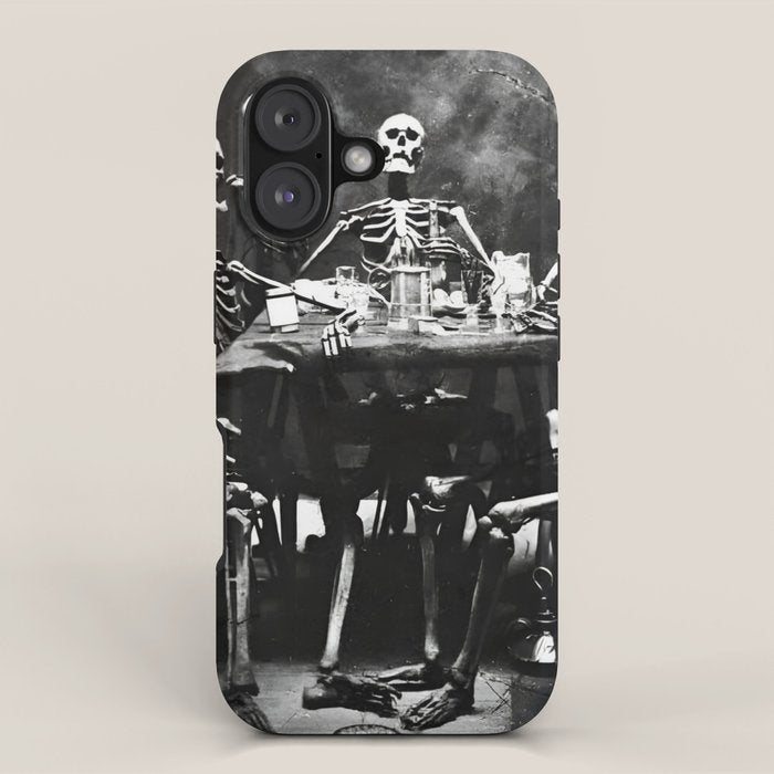 Six Skeletons Smoking vintage black and white photograph / photography poster iPhone Case Gallery Image 1