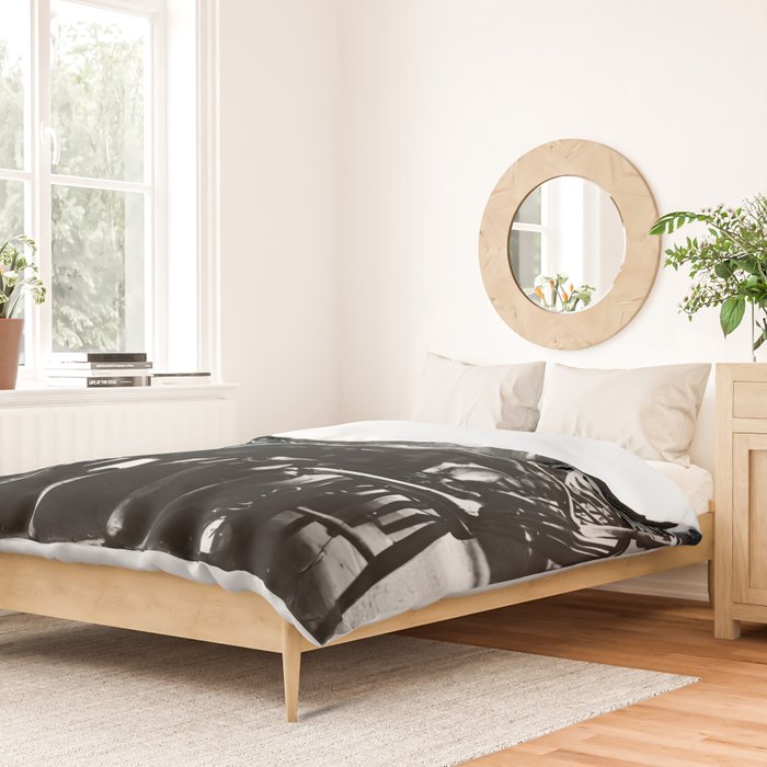 Six Skeletons Smoking vintage black and white photograph / photography poster Duvet Cover Gallery Image 2