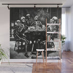 Six Skeletons Smoking vintage black and white photograph / photography poster Wall Mural Gallery Image 1