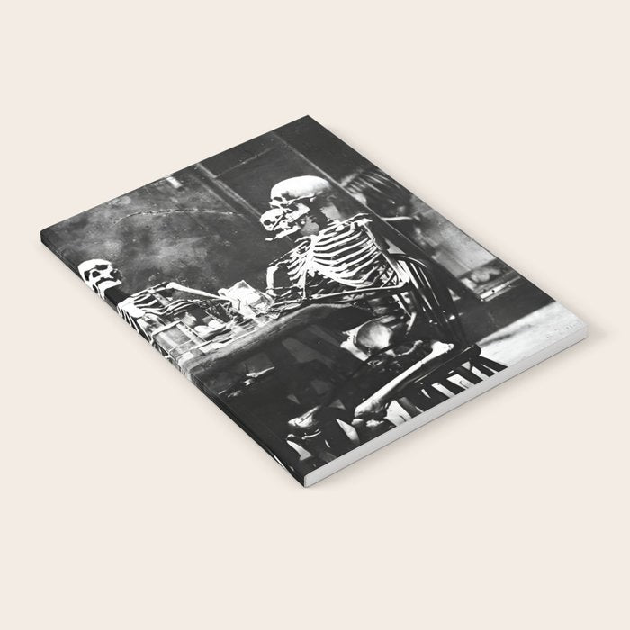 Six Skeletons Smoking vintage black and white photograph / photography poster Notebook Gallery Image 2