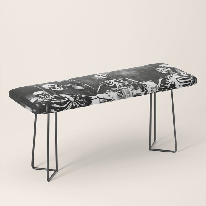 Six Skeletons Smoking vintage black and white photograph / photography poster Bench Gallery Image 1