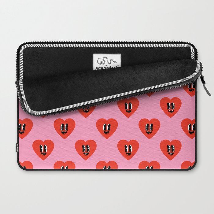 Funny retro love heart cartoon pattern Laptop Sleeve Gallery Image 2