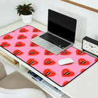 Funny retro love heart cartoon pattern Desk Mat Gallery Image 2