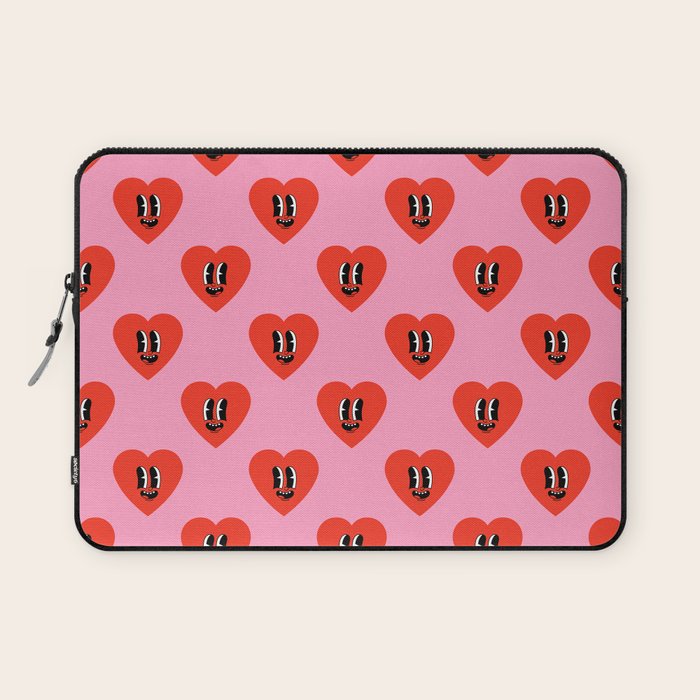 Funny retro love heart cartoon pattern Laptop Sleeve Gallery Image 1