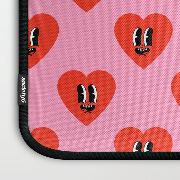 Funny retro love heart cartoon pattern Laptop Sleeve Gallery Image 3