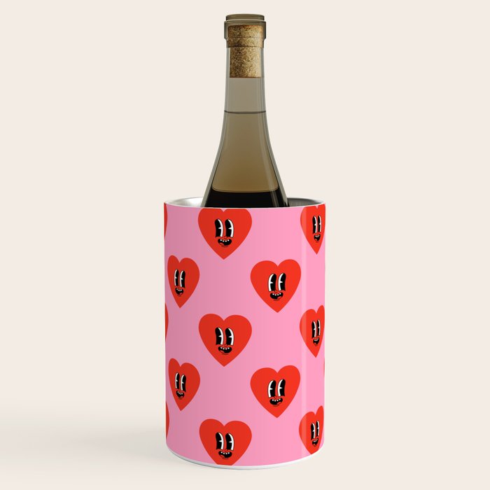 Funny retro love heart cartoon pattern Wine Chiller Gallery Image 2
