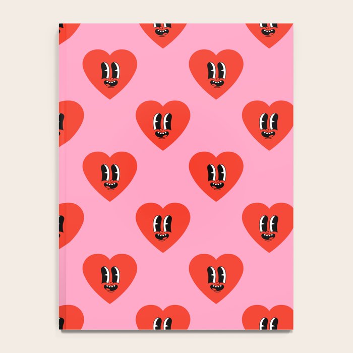 Funny retro love heart cartoon pattern Notebook Gallery Image 4