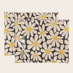 Retro Fun Floral - Off-white, Yellow and Black Placemat Gallery Image 1