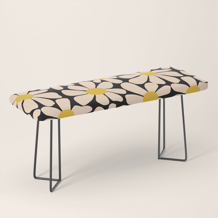 Retro Fun Floral - Off-white, Yellow and Black Bench Gallery Image 1
