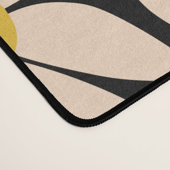 Retro Fun Floral - Off-white, Yellow and Black Desk Mat Gallery Image 4