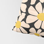 Retro Fun Floral - Off-white, Yellow and Black Pillow Sham Gallery Image 4