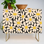 Retro Fun Floral - Off-white, Yellow and Black Credenza Gallery Image 1