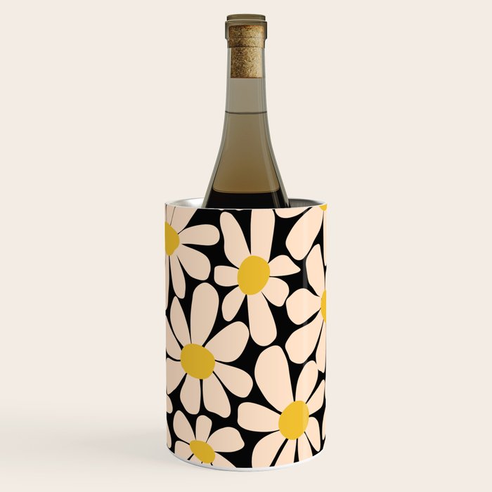 Retro Fun Floral - Off-white, Yellow and Black Wine Chiller Gallery Image 1