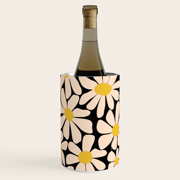 Retro Fun Floral - Off-white, Yellow and Black Wine Chiller Gallery Image 2