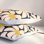 Retro Fun Floral - Off-white, Yellow and Black Pillow Sham Gallery Image 3