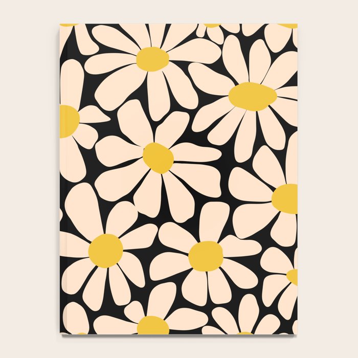 Retro Fun Floral - Off-white, Yellow and Black Notebook Gallery Image 4