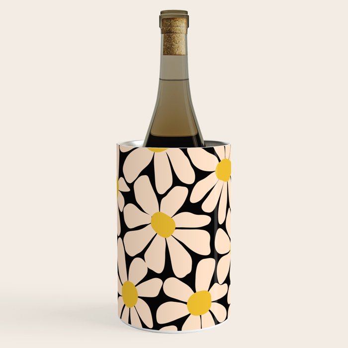 Retro Fun Floral - Off-white, Yellow and Black Wine Chiller Gallery Image 3