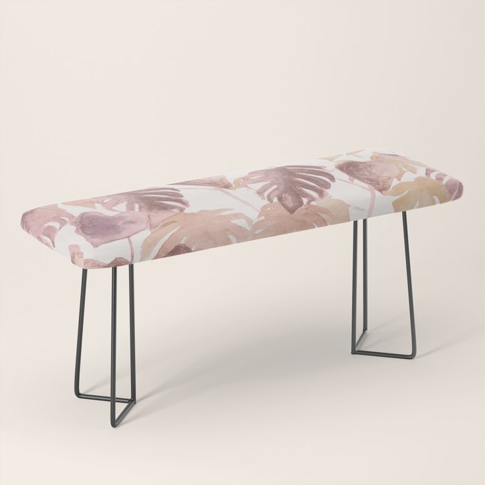 Modern boho pink tropical watercolour palms Bench Gallery Image 1