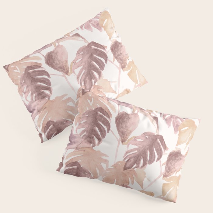 Modern boho pink tropical watercolour palms Pillow Sham Gallery Image 1