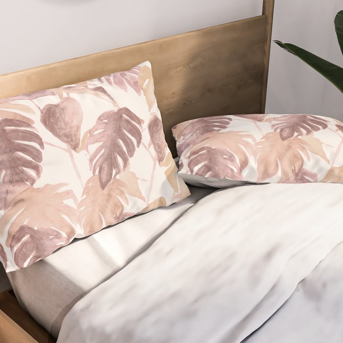 Modern boho pink tropical watercolour palms Pillow Sham Gallery Image 2