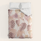 Modern boho pink tropical watercolour palms Comforter Gallery Image 6