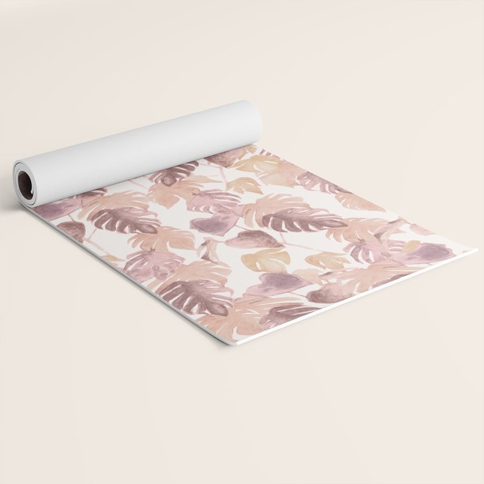 Modern boho pink tropical watercolour palms Yoga Mat Gallery Image 2