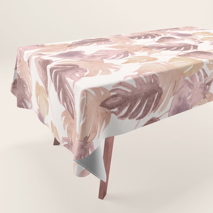 Modern boho pink tropical watercolour palms Tablecloth Gallery Image 1