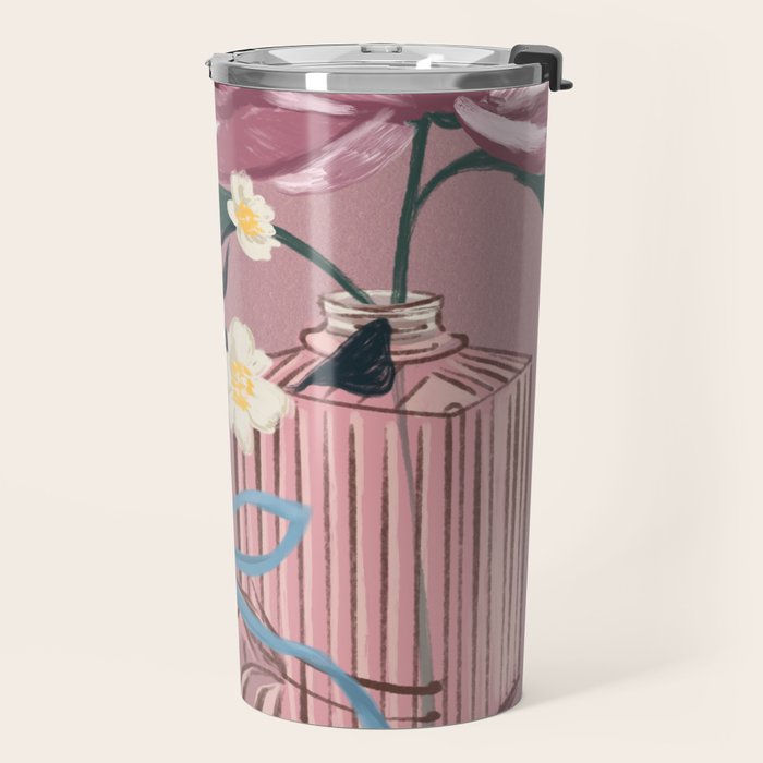 Vintage Perfume Bottles with Flowers Travel Mug Gallery Image 2