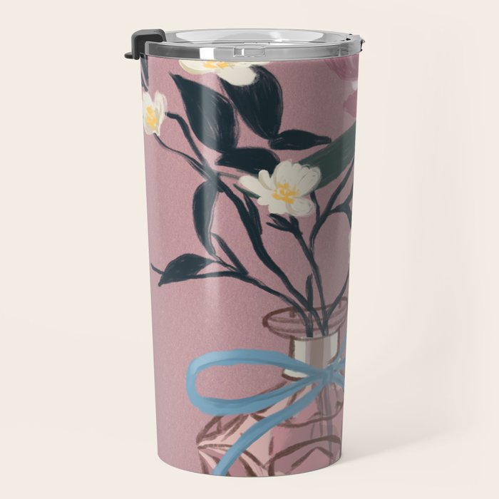Vintage Perfume Bottles with Flowers Travel Mug Gallery Image 3