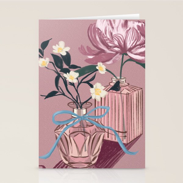 Vintage Perfume Bottles with Flowers Stationery Card Gallery Image 1
