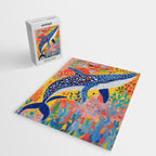 Spotted Whale, Wildlife Ocean Life Fish Illustration, Eclectic Bohemian Painting Free Swim Sea Underwater Jigsaw Puzzle Gallery Image 2